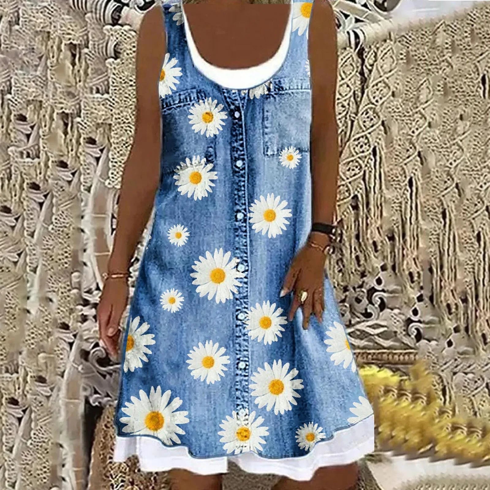 Viola - Mjuk och Elegant Denimklänning