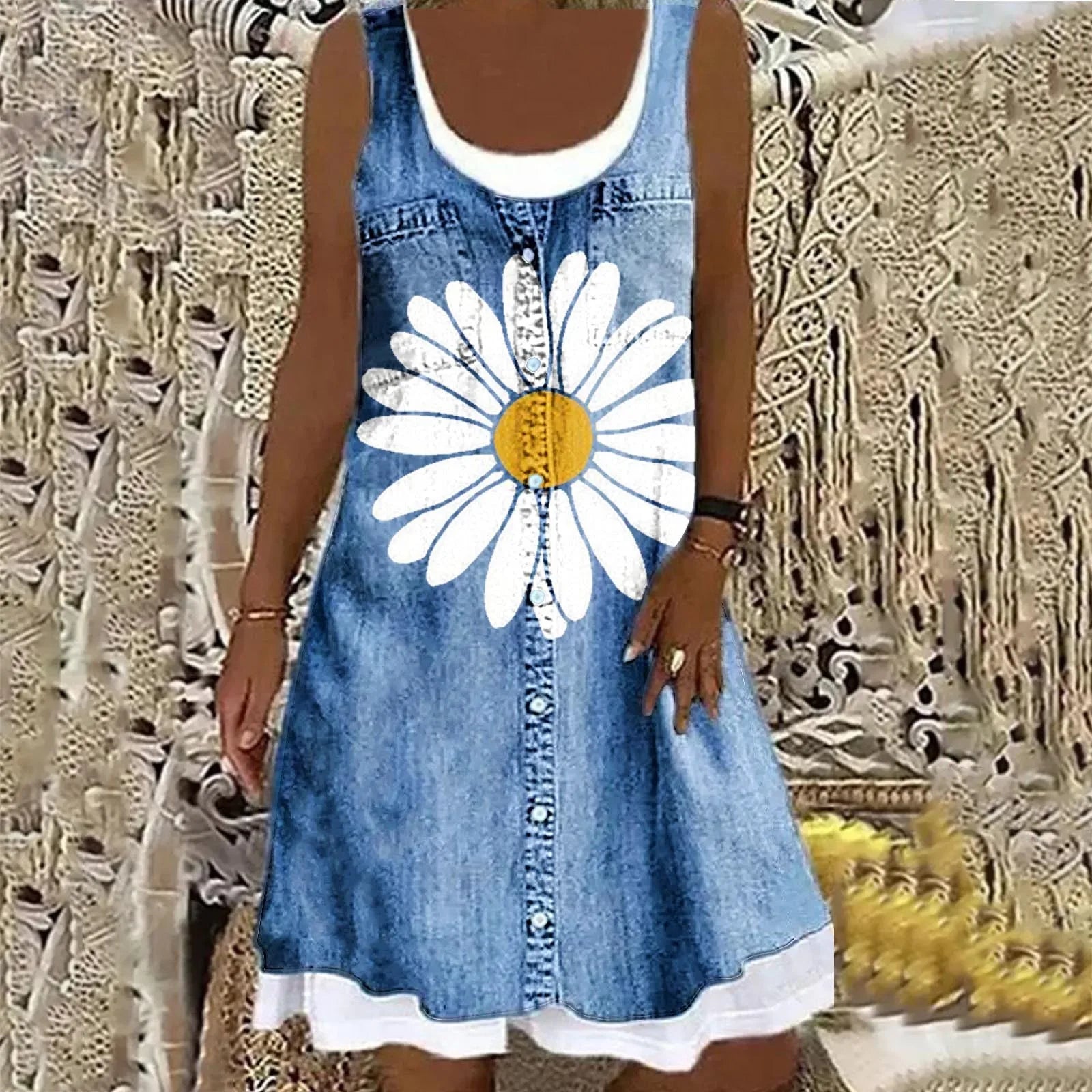 Viola - Mjuk och Elegant Denimklänning