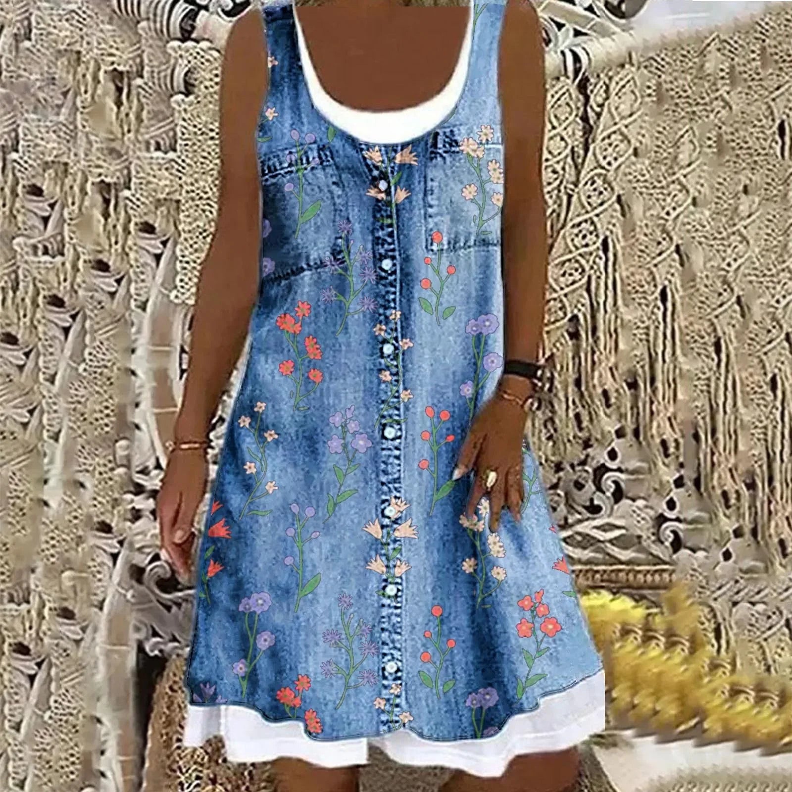 Viola - Mjuk och Elegant Denimklänning