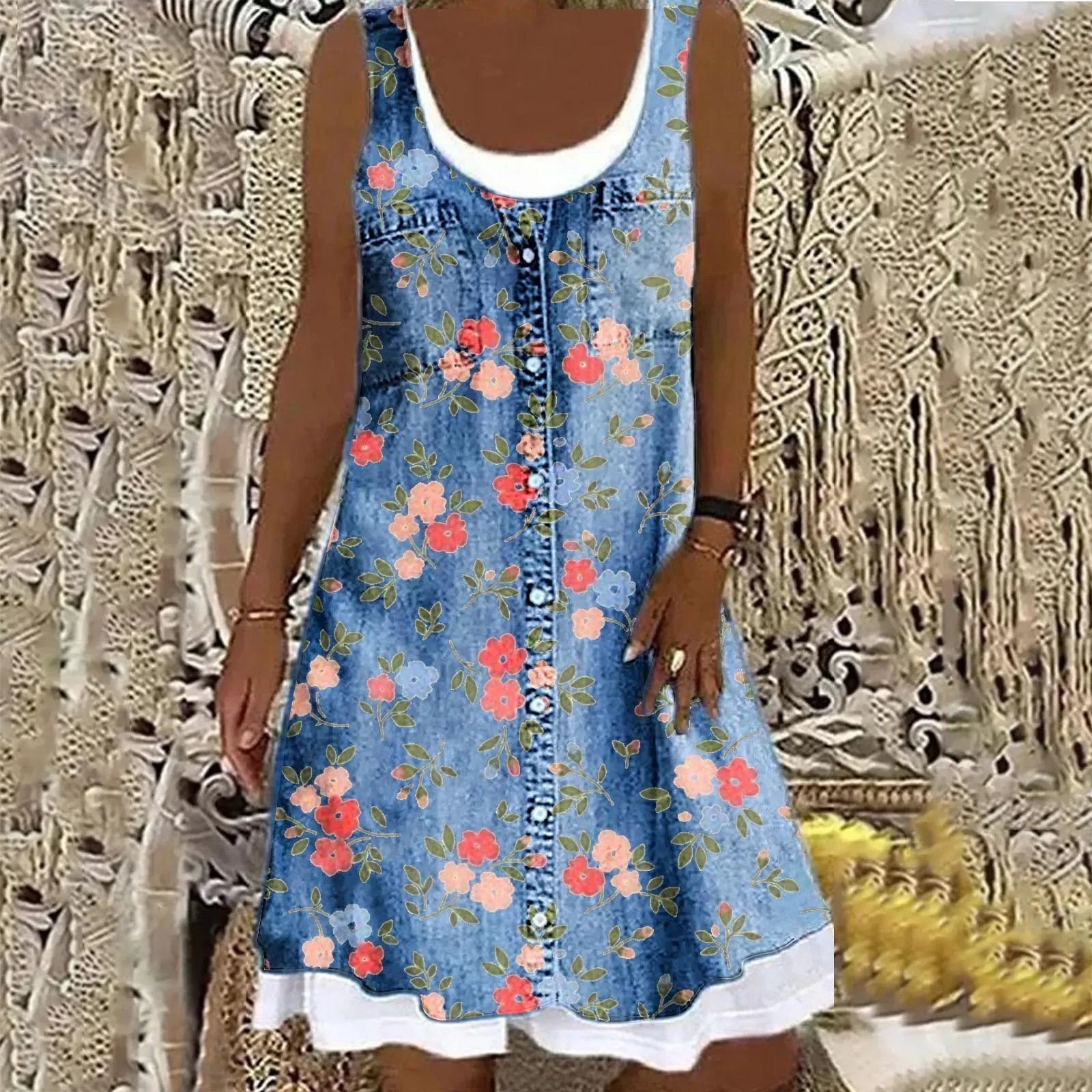 Viola - Mjuk och Elegant Denimklänning