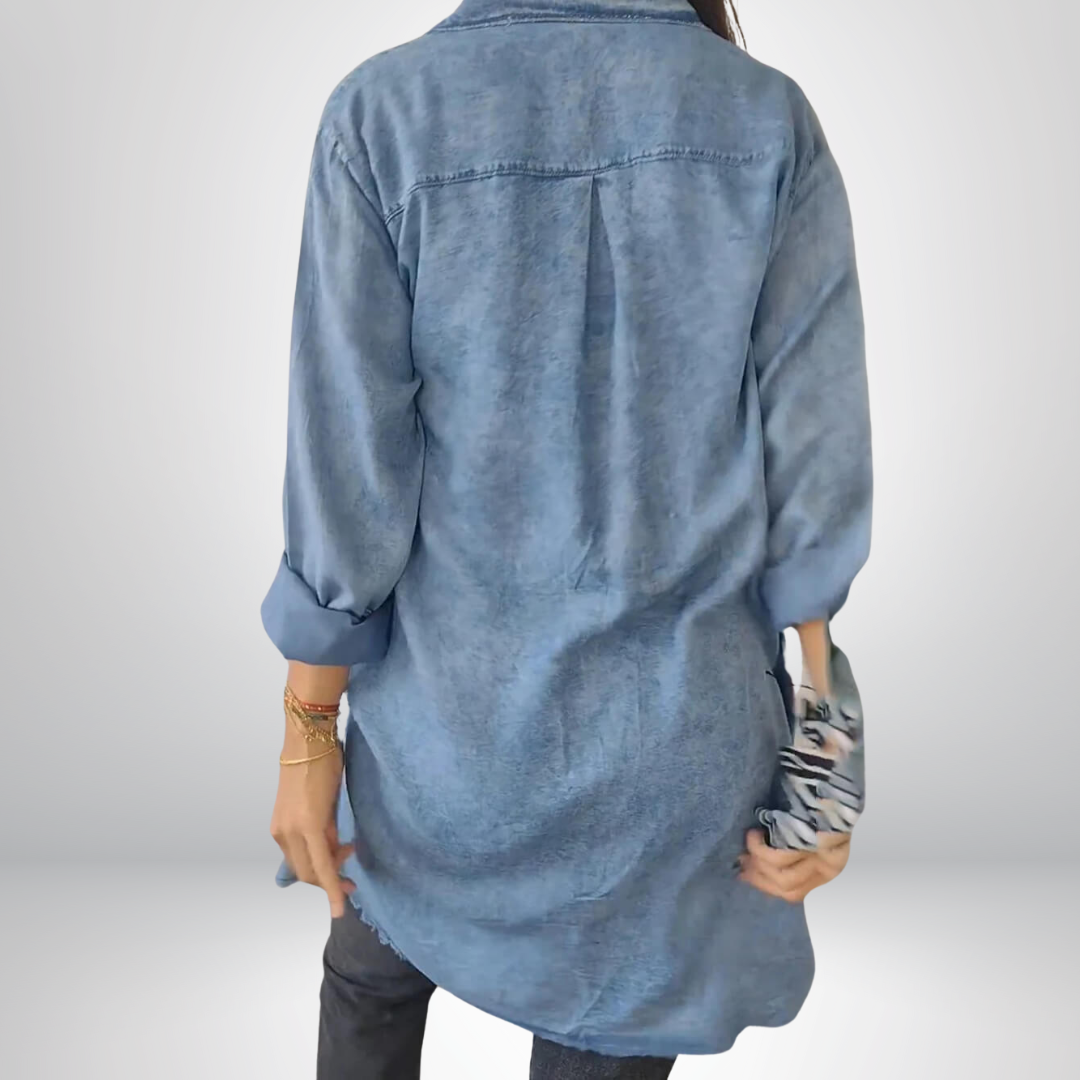 Liv - Långärmad denimjacka med klassisk krage