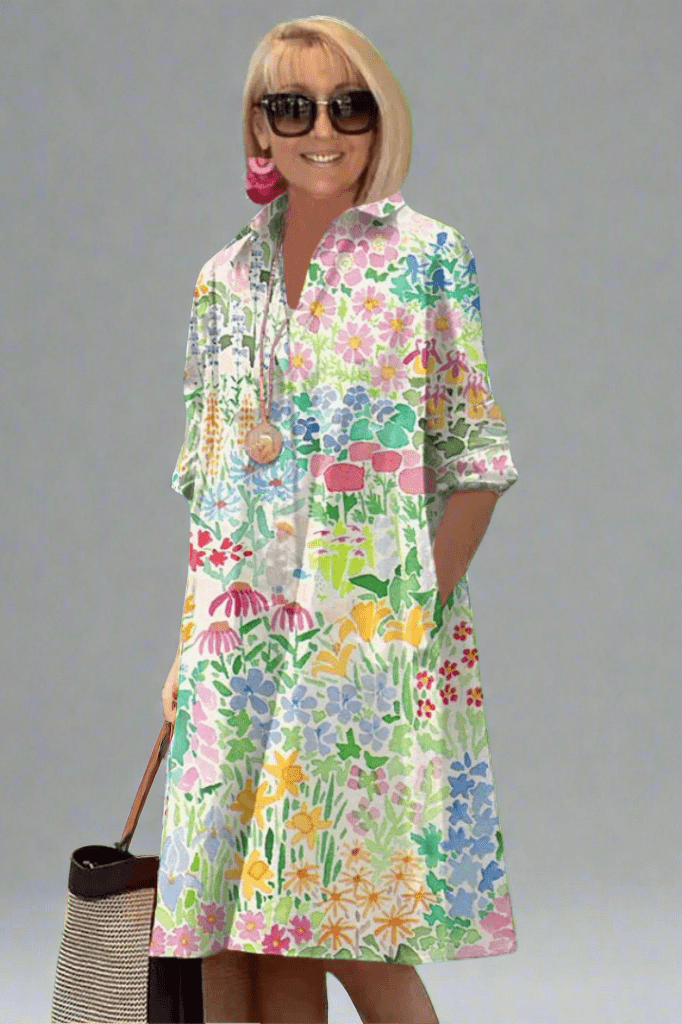 Nadine - Lyxig sommarklänning med blommor för en oansträngd stil