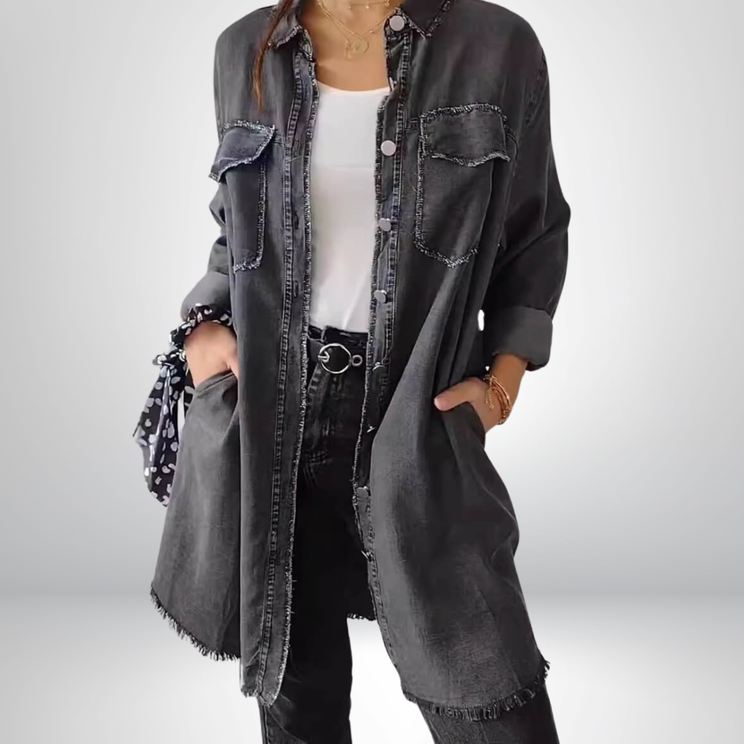 Liv - Långärmad denimjacka med klassisk krage