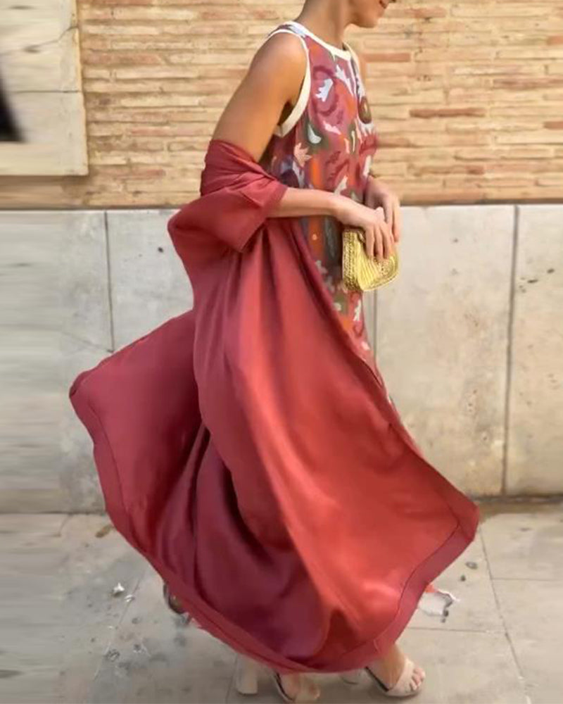 Olivia - Elegant set med klänning och flödande kofta