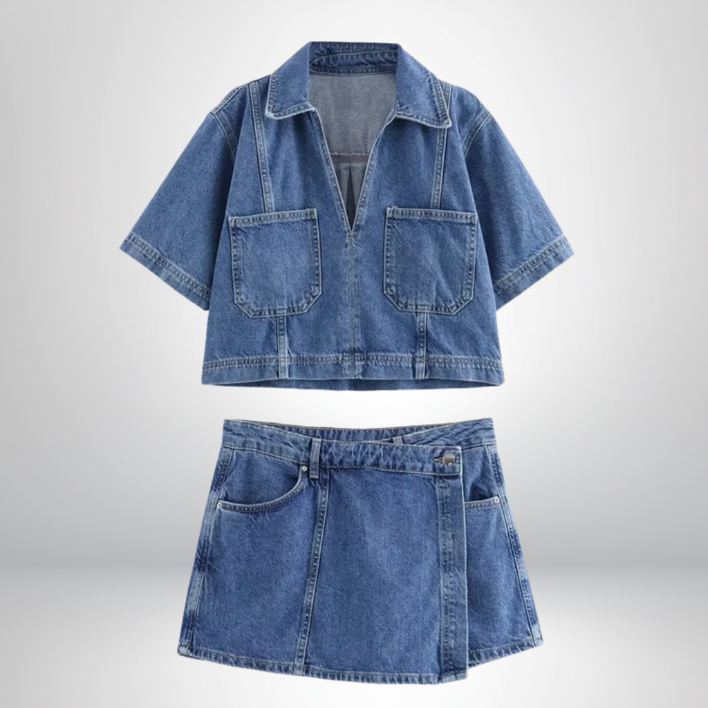Emelie - Denimset med V-ringning