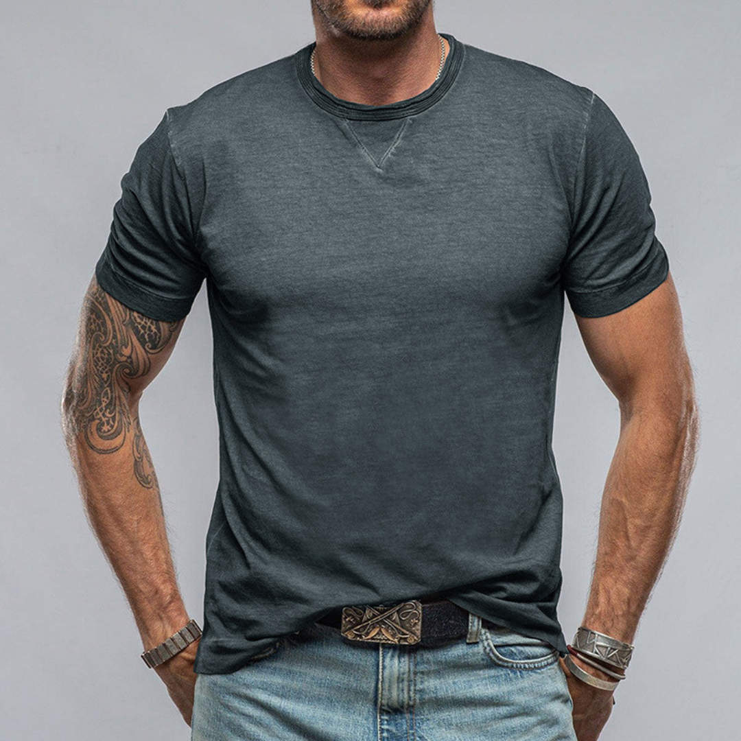Casual T-shirt med rund hals och kort ärm i bomull för män