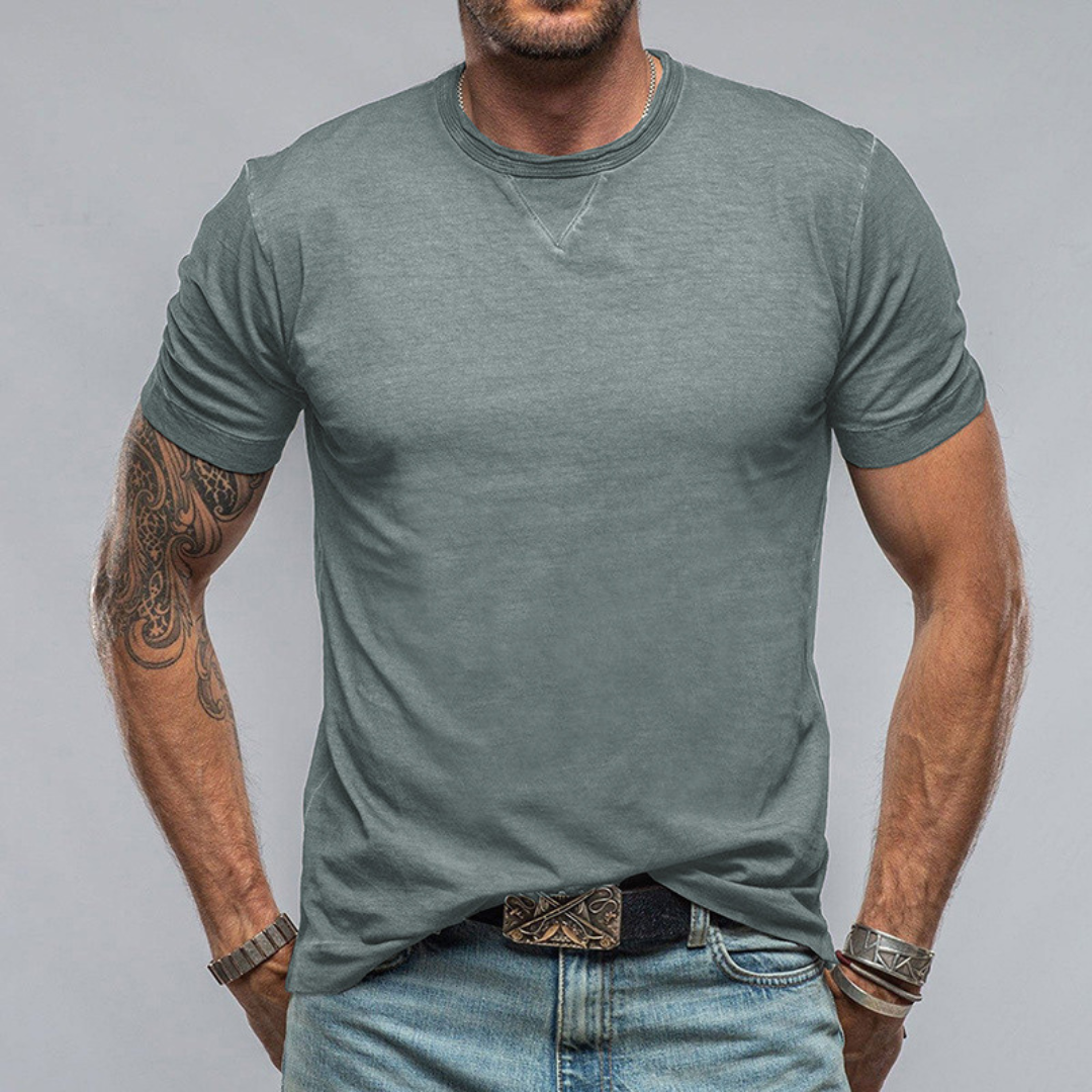 Casual T-shirt med rund hals och kort ärm i bomull för män