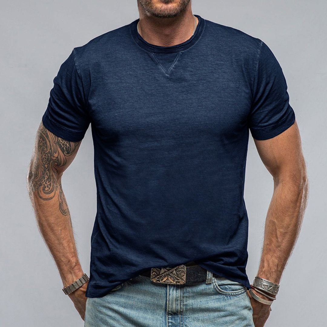 Casual T-shirt med rund hals och kort ärm i bomull för män