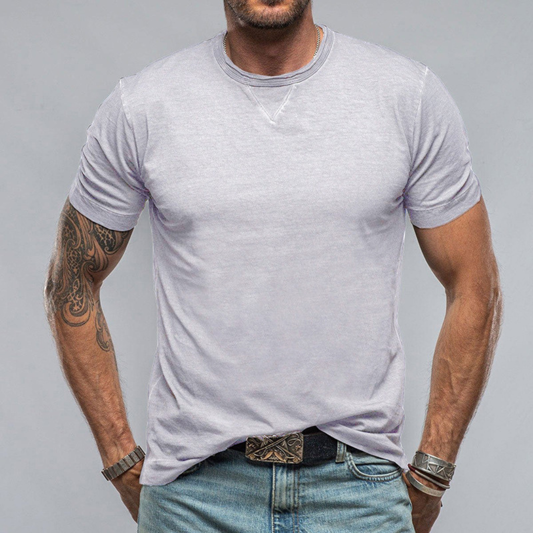 Casual T-shirt med rund hals och kort ärm i bomull för män