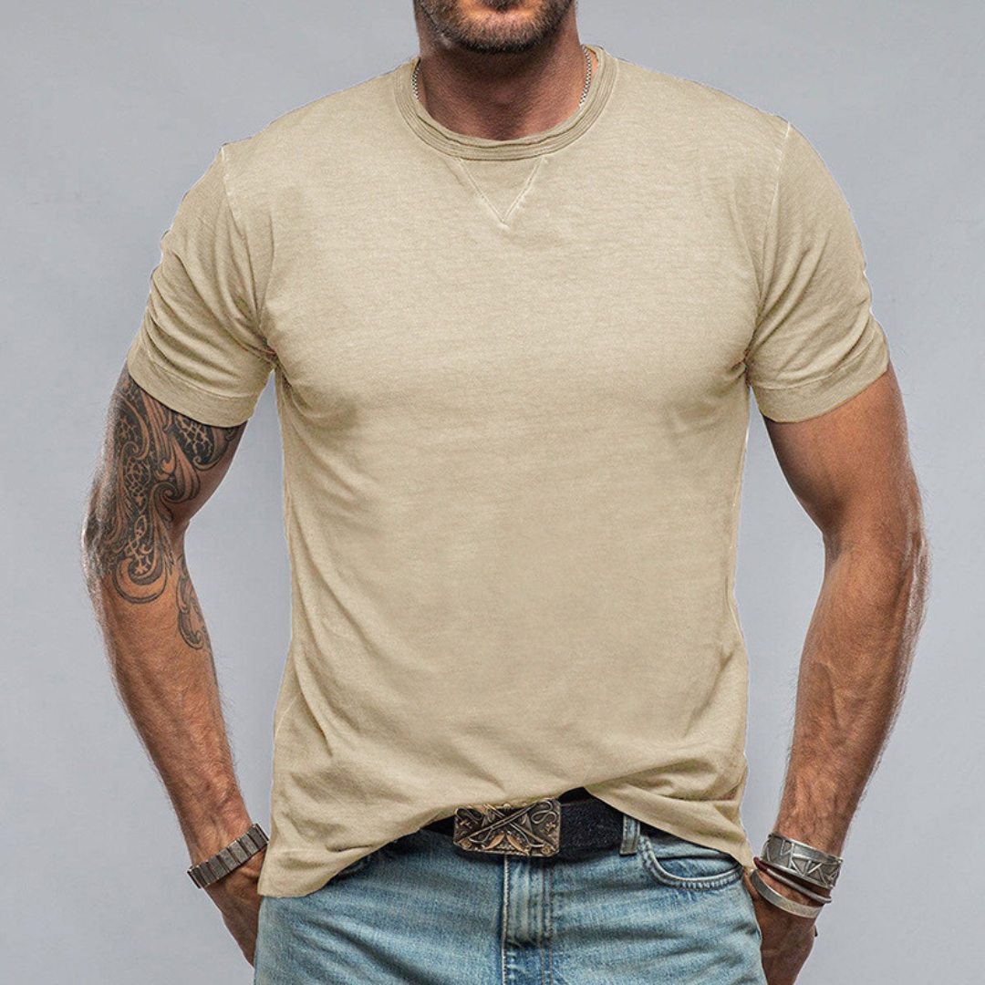 Casual T-shirt med rund hals och kort ärm i bomull för män