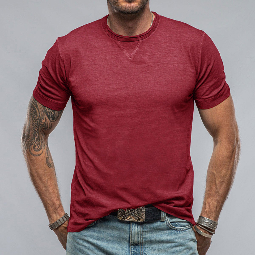 Casual T-shirt med rund hals och kort ärm i bomull för män