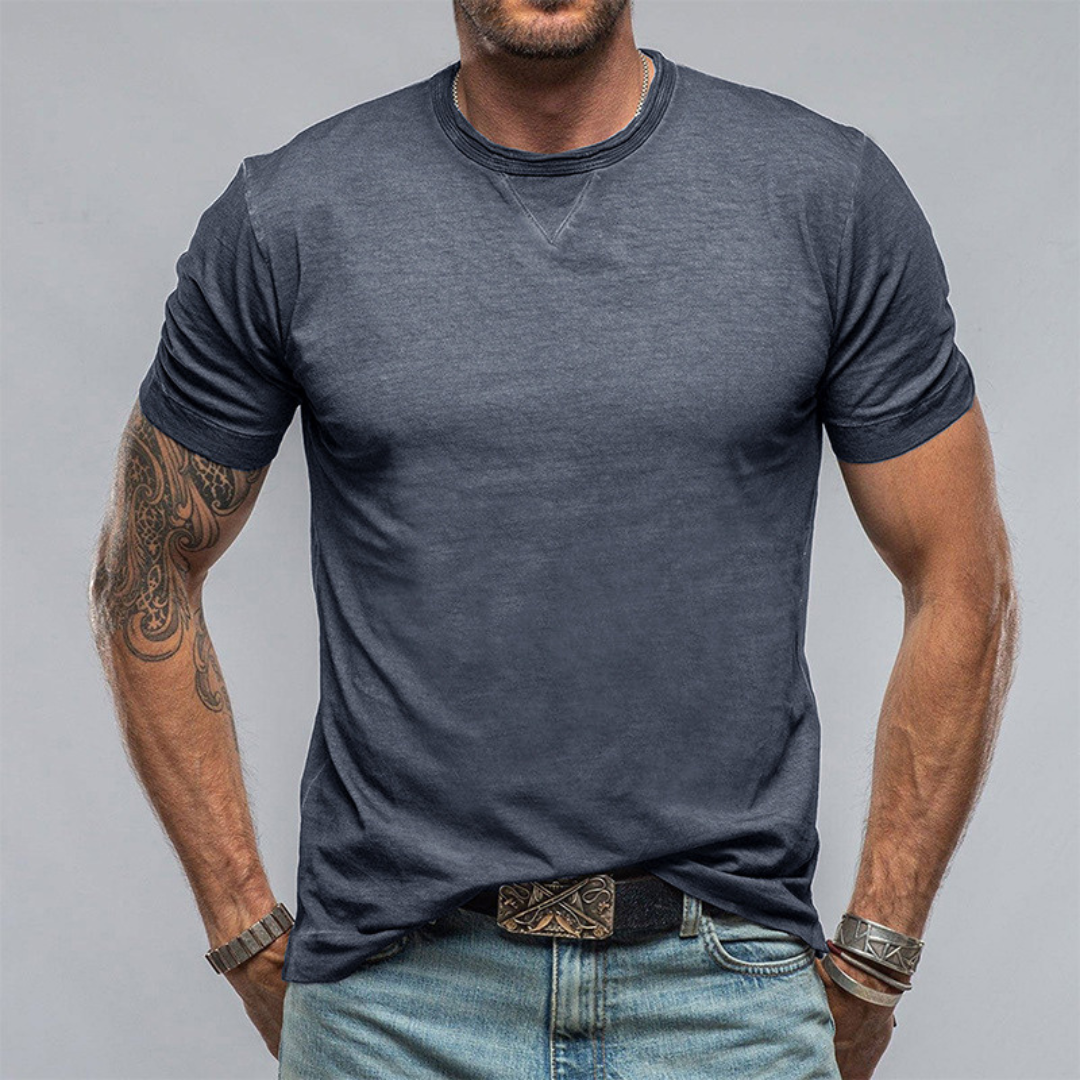 Casual T-shirt med rund hals och kort ärm i bomull för män