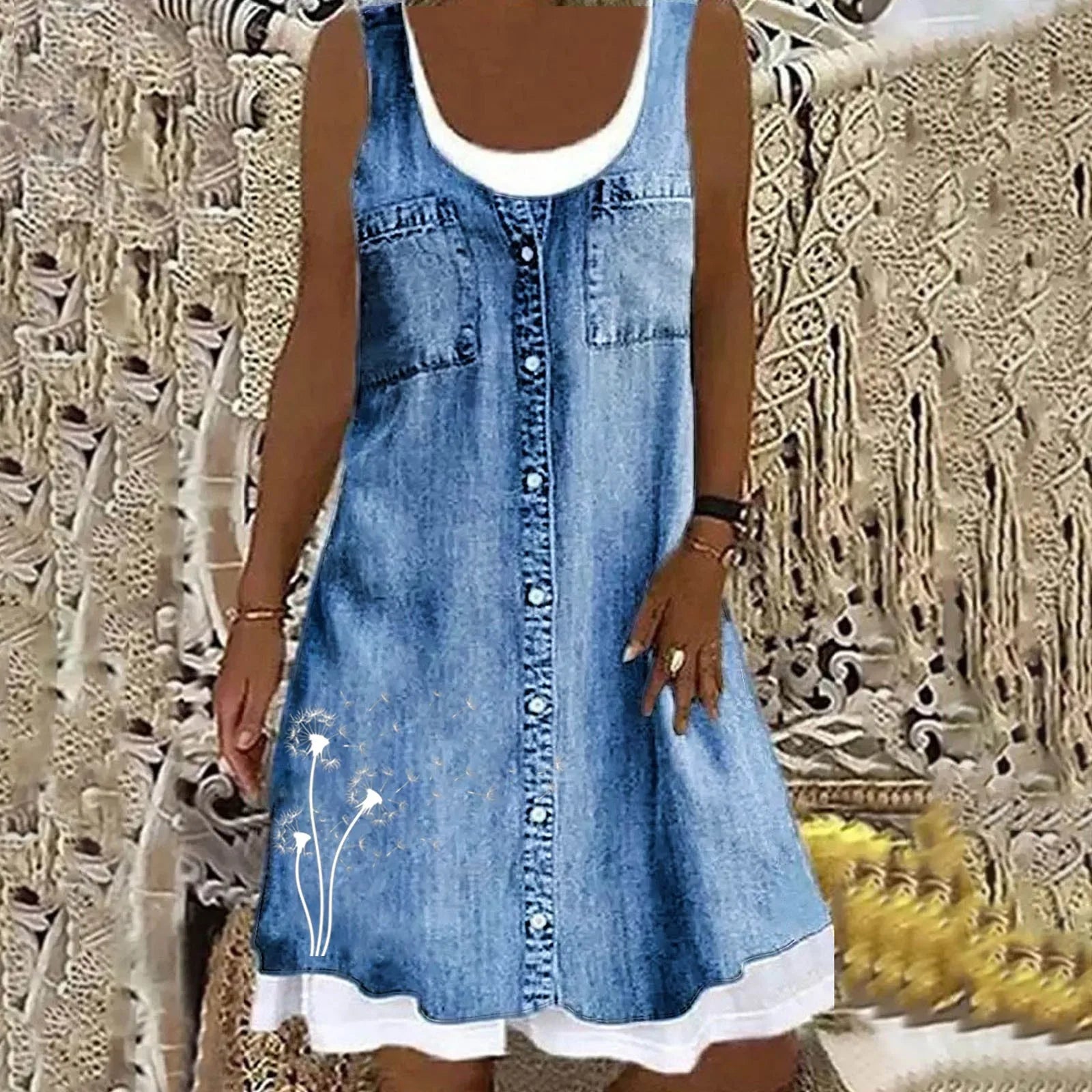 Viola - Mjuk och Elegant Denimklänning
