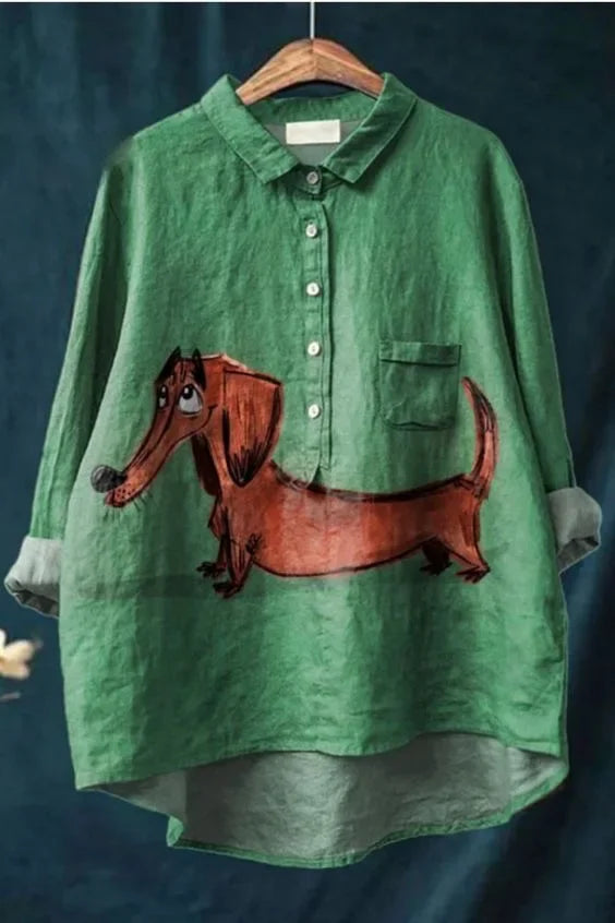 Nanne - Blus med hundtryck