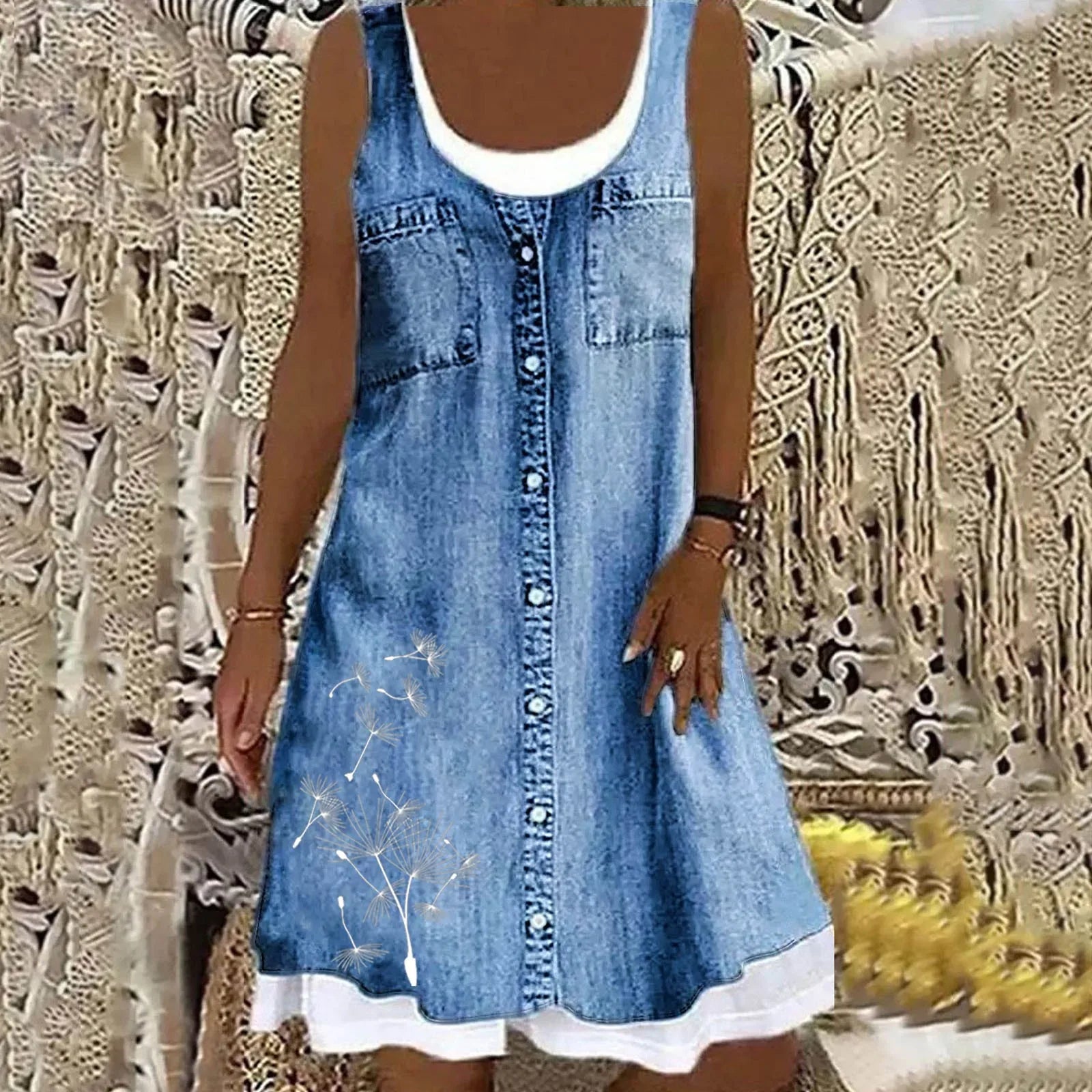 Viola - Mjuk och Elegant Denimklänning