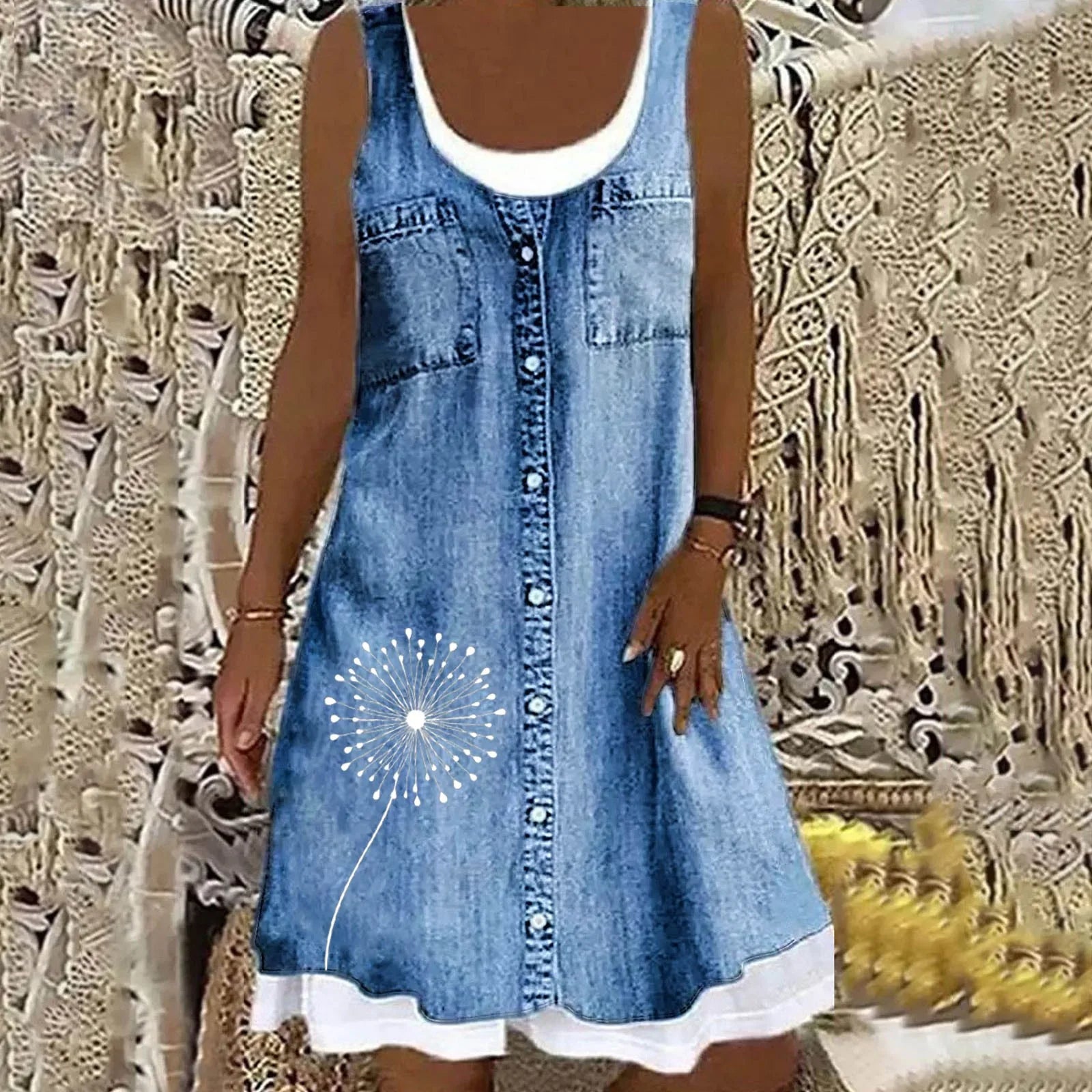 Viola - Mjuk och Elegant Denimklänning