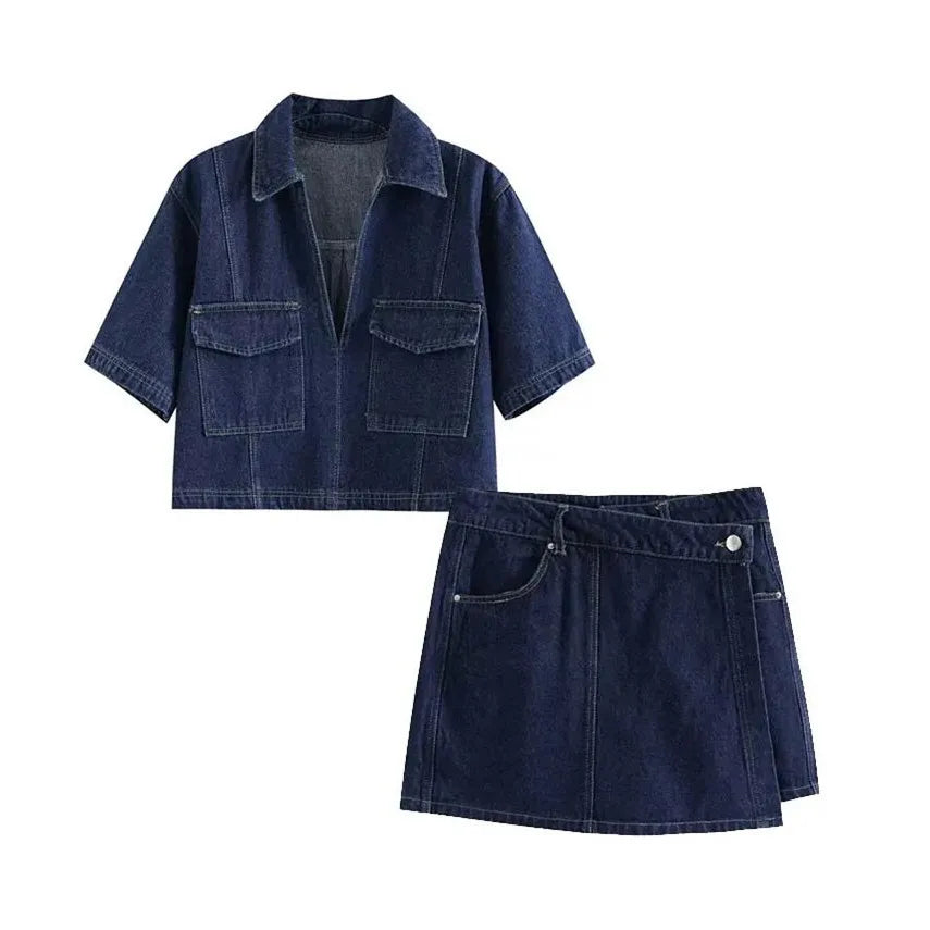 Emelie - Denimset med V-ringning