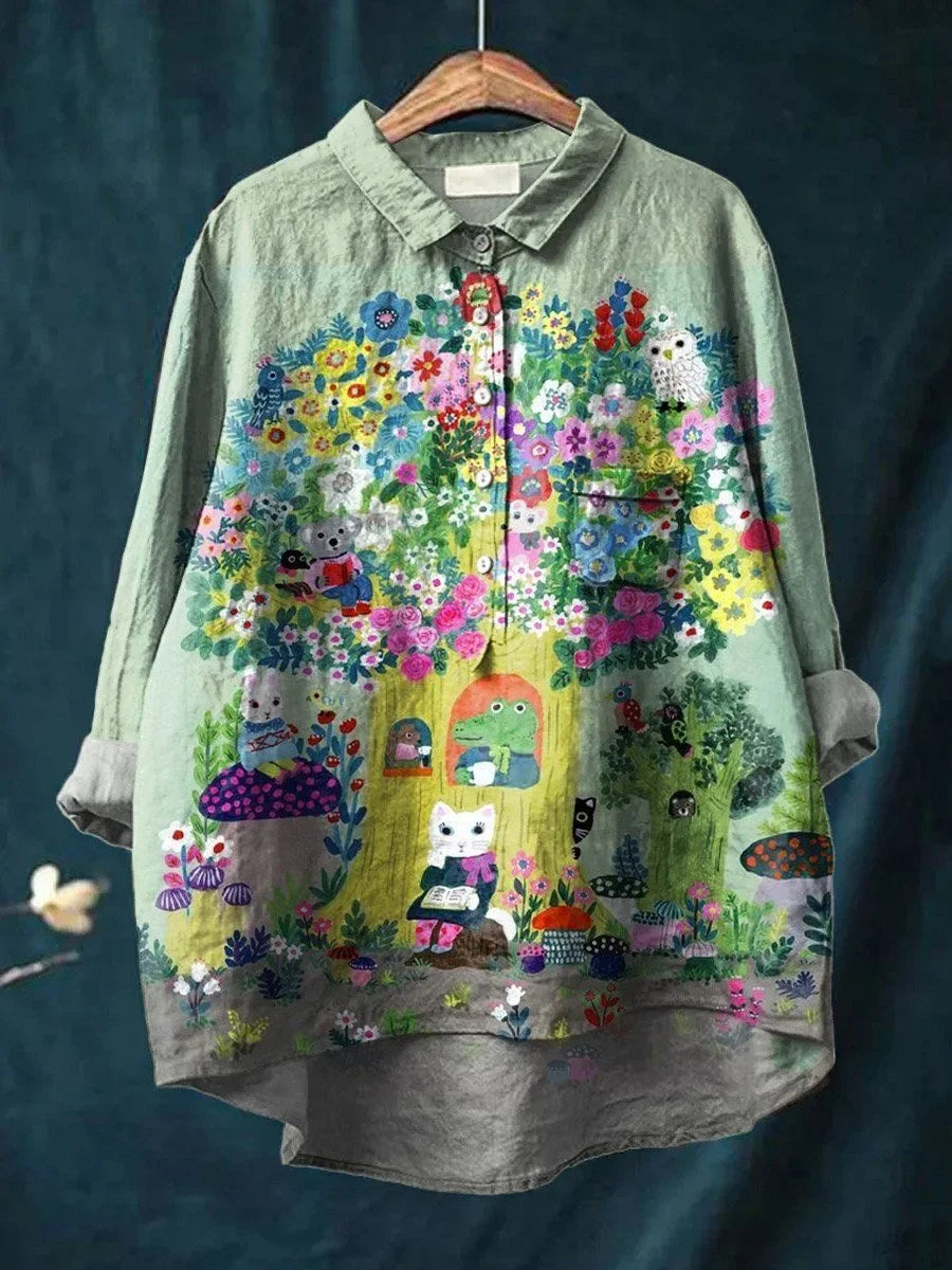 Ditte - Finurlig blus med skogsdjurstryck