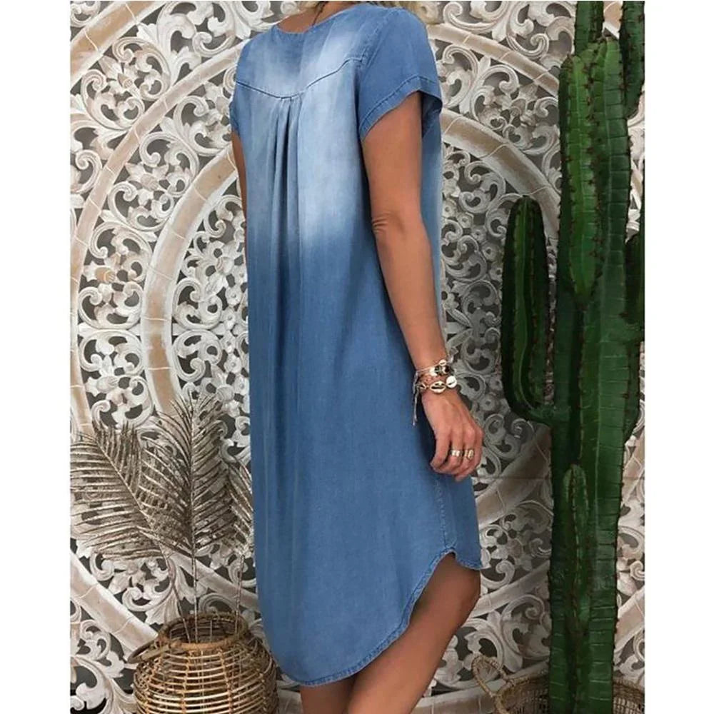 Tyra - Avslappnad Denim Sommarklänning