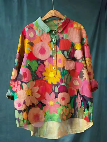 Ingrid - Elegant Skjorta med Blomstertryck