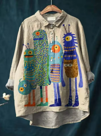 Anthea - Blus med monstertryck