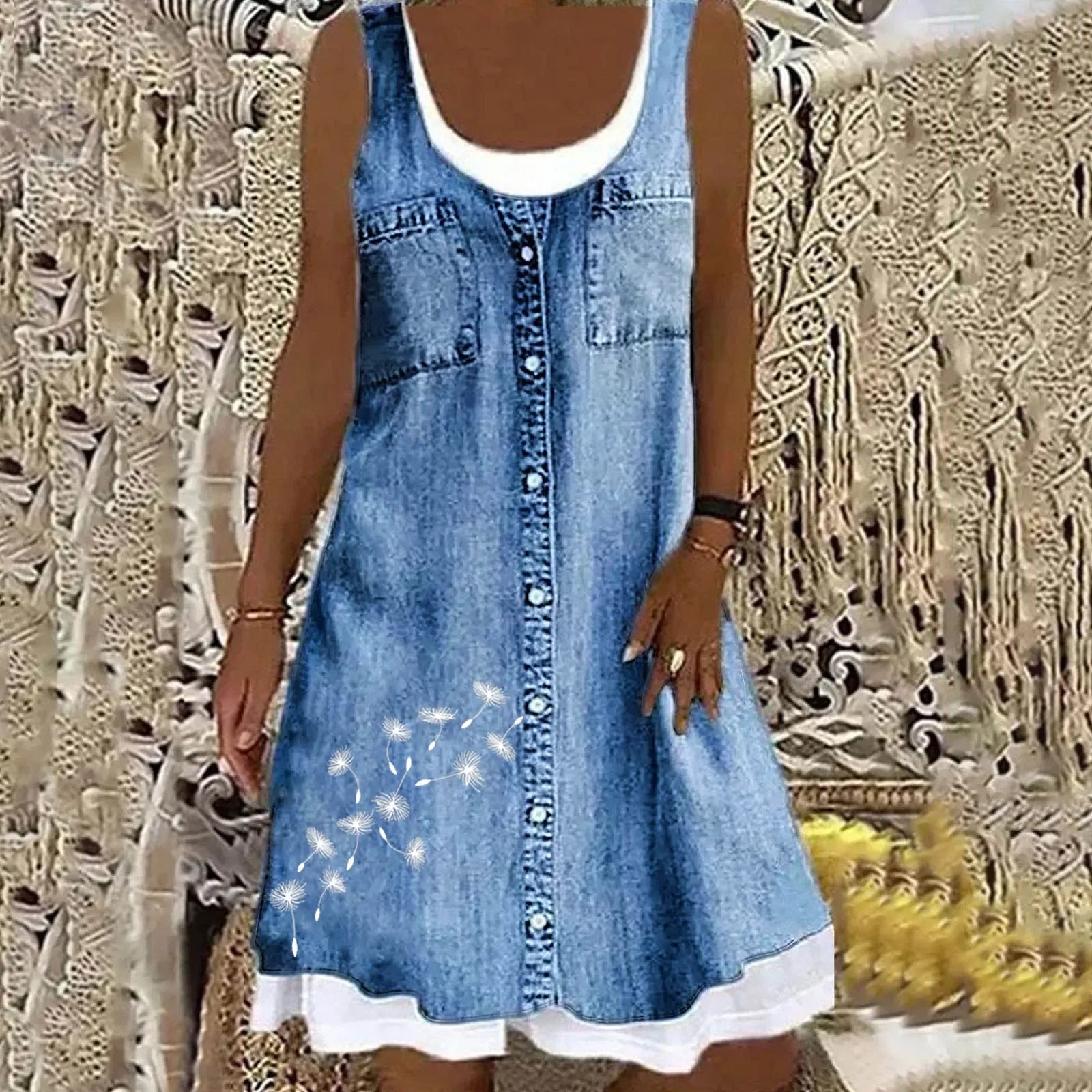 Viola - Mjuk och Elegant Denimklänning