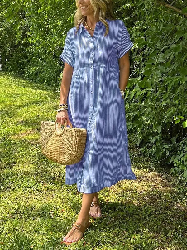 Miranda - Stilren Randig Klänning