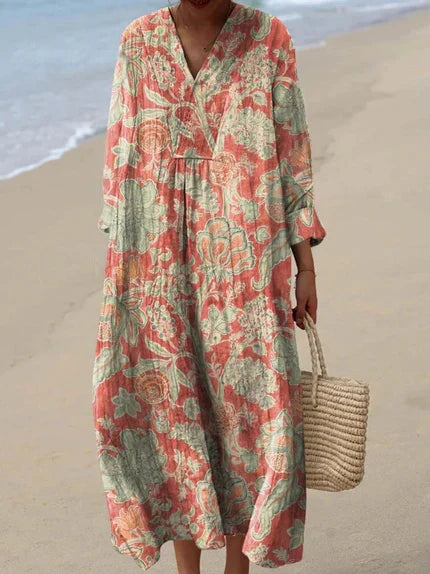 Grace - Vintageklänning Med Blommigt Mönster